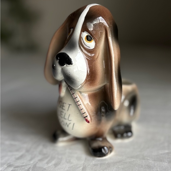 Adorable Brown and White Dog Planter with Get Well Soon Message Green Gift - Picture 10 of 13